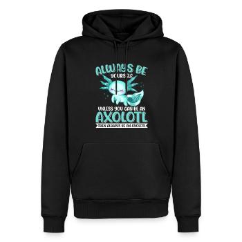 Salamandre amphibienne amphibie d’Axolotl - Sweat à capuche Premium bio Homme - noir - Devant - Nico (187cm)