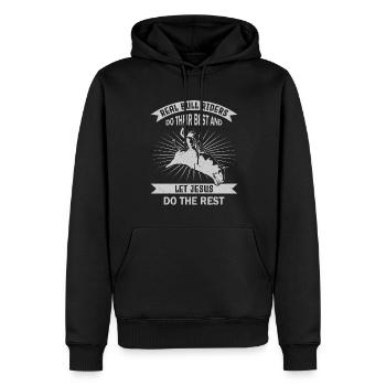 Cowboy Bullenreiten Bullen - Männer Premium Bio Hoodie - Schwarz - Vorne - Nico (187cm)