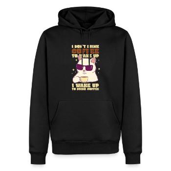 Ich trinke keinen Kaffee zum Aufwachen - Männer Premium Bio Hoodie - Schwarz - Vorne - Nico (187cm)