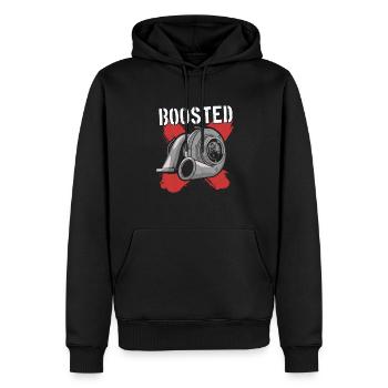 Turbolader Boosted - Turbo & Tuning - Männer Premium Bio Hoodie - Schwarz - Vorne - Nico (187cm)