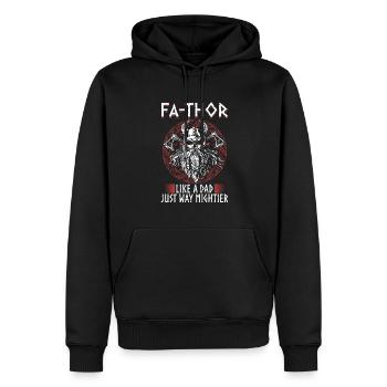 Vathor pour hommes - Fête des pères Cadeau de la fête des pères Viking - Sweat à capuche Premium bio Homme - noir - Devant - Nico (187cm)