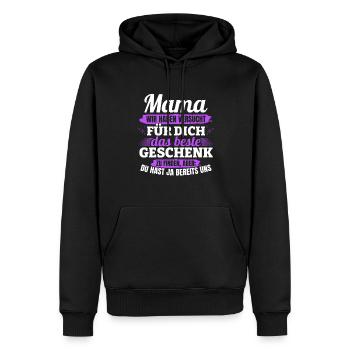 Lustiger Muttertag Spruch hast ja bereits uns - Männer Premium Bio Hoodie - Schwarz - Vorne - Nico (187cm)