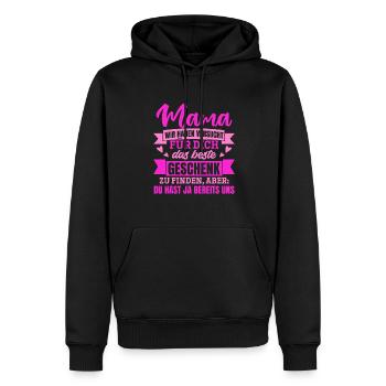 Lustiger Muttertag Spruch hast ja bereits uns - Männer Premium Bio Hoodie - Schwarz - Vorne - Nico (187cm)