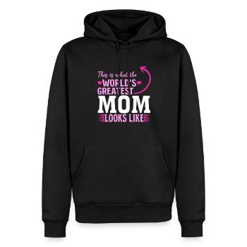 Voici à quoi ressemble la meilleure maman du monde - Fête des mères - Sweat à capuche Premium bio Homme - noir - Devant - Nico (187cm)