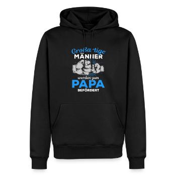 Großartige Männer werden zum Papa befördert Vater - Männer Premium Bio Hoodie - Schwarz - Vorne - Nico (187cm)