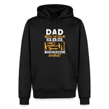 Papa tu n’es pas seulement génial - Idée de fête des pères - Sweat à capuche Premium bio Homme - noir - Devant - Nico (187cm)