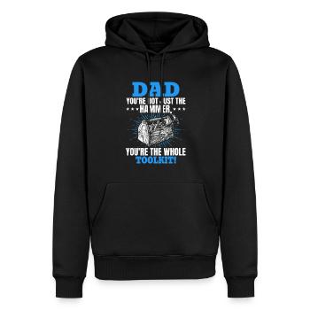 Papa tu n’es pas seulement génial - Idée de fête des pères - Sweat à capuche Premium bio Homme - noir - Devant - Nico (187cm)