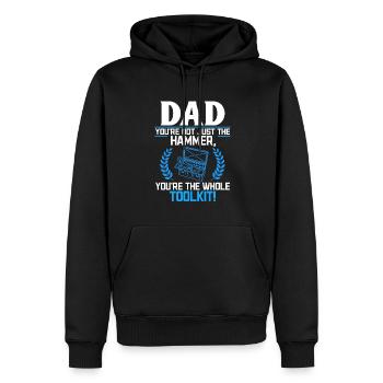 Papa tu n’es pas seulement génial - Idée de fête des pères - Sweat à capuche Premium bio Homme - noir - Devant - Nico (187cm)