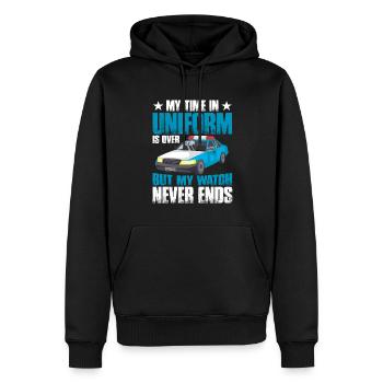 Mon temps en uniforme est terminé policier - Sweat à capuche Premium bio Homme - noir - Devant - Nico (187cm)