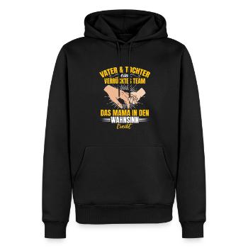 Vater & Tochter ein Verrücktes Team Partnerlook - Männer Premium Bio Hoodie - Schwarz - Vorne - Nico (187cm)