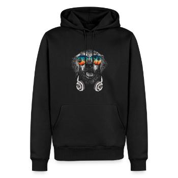 Dog with cool sunglasses for holidaymakers - Men’s Premium Organic Hoodie - black - Front - Nico (187cm)