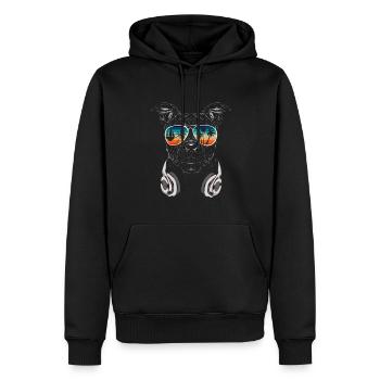 Hund mit cooler Sonnen Brille für Urlauber - Männer Premium Bio Hoodie - Schwarz - Vorne - Nico (187cm)