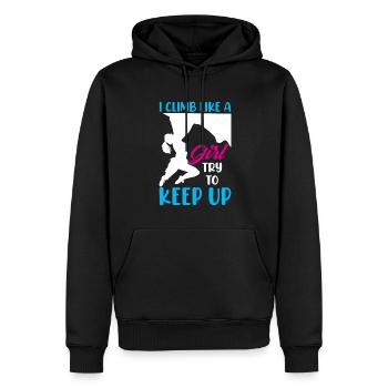 Ich Klettere Wie Ein Mädchen Bouldern Klettern - Männer Premium Bio Hoodie - Schwarz - Vorne - Nico (187cm)