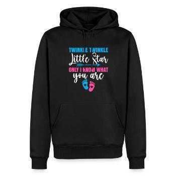 Fête de révélation de genre Baby Shower Little Star - Sweat à capuche Premium bio Homme - noir - Devant - Nico (187cm)