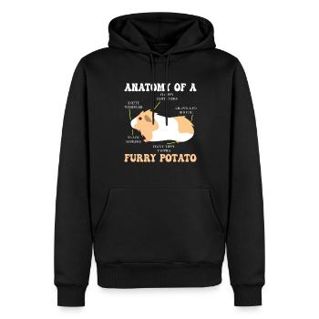 Anatomie d’un vêtement d’amoureux du cochon d’Inde - Sweat à capuche Premium bio Homme - noir - Devant - Nico (187cm)