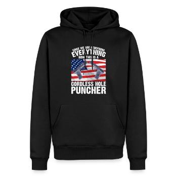 Dies Ist Ein Schnurloser Lochpuncher - Männer Premium Bio Hoodie - Schwarz - Vorne - Nico (187cm)