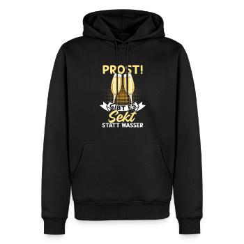 Prost Heute gibt es Sekt statt Wasser - Lustiges - Männer Premium Bio Hoodie - Schwarz - Vorne - Nico (187cm)