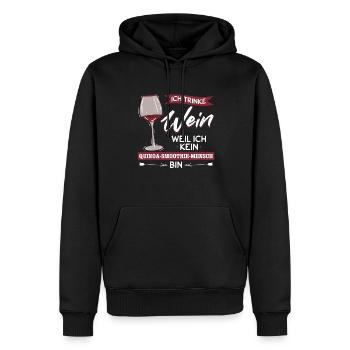 Ich trinke Wein weil ich kein Smoothie Mensch bin - Männer Premium Bio Hoodie - Schwarz - Vorne - Nico (187cm)