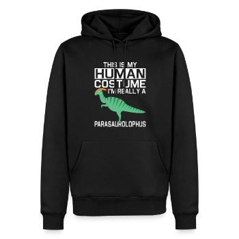 Dino Parasauolophus Dinosaure - Sweat à capuche Premium bio Homme - noir - Devant - Nico (187cm)