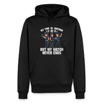 My time in uniform is over Police Policeman - Men’s Premium Organic Hoodie - black - Front - Nico (187cm)