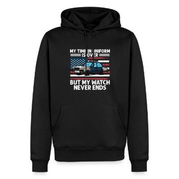 My time in uniform is over Police Policeman - Men’s Premium Organic Hoodie - black - Front - Nico (187cm)