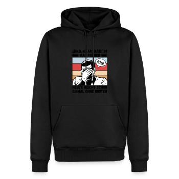 Einmal mit Facharbeiter, einmal ohne Idioten - Männer Premium Bio Hoodie - Schwarz - Vorne - Nico (187cm)