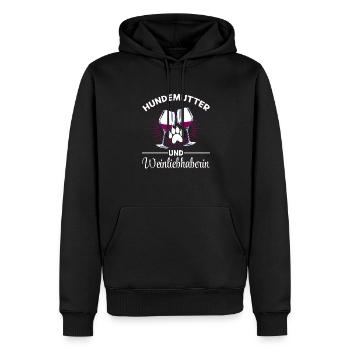 Dog mother and wine lover - Men’s Premium Organic Hoodie - black - Front - Nico (187cm)