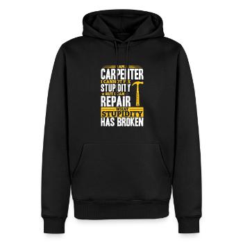 Tischler Ich kann Dummheit nicht Reparieren - Männer Premium Bio Hoodie - Schwarz - Vorne - Nico (187cm)