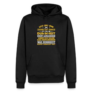 Zerspaner Ich kann Dummheit nicht Reparieren - Männer Premium Bio Hoodie - Schwarz - Vorne - Nico (187cm)