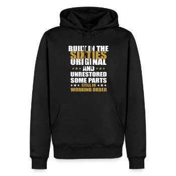 Built sixties original 50th birthday - Men’s Premium Organic Hoodie - black - Front - Nico (187cm)