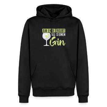 Am Ende ergibt alles ein Gin . Gin-Liebhaber - Männer Premium Bio Hoodie - Schwarz - Vorne - Nico (187cm)