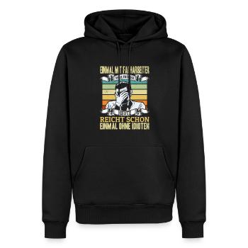 Einmal mit Facharbeiter, einmal ohne Idioten - Männer Premium Bio Hoodie - Schwarz - Vorne - Nico (187cm)