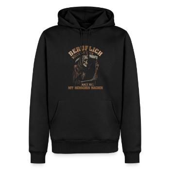 wollte ich schon immer was mit Menschen machen - Männer Premium Bio Hoodie - Schwarz - Vorne - Nico (187cm)