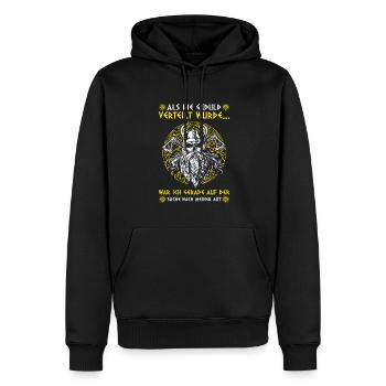 Als die Geduld verteilt wurde - Wikinger - Männer Premium Bio Hoodie - Schwarz - Vorne - Nico (187cm)