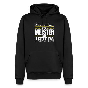 Alles wird gut, der Meister ist jetzt da - Männer Premium Bio Hoodie - Schwarz - Vorne - Nico (187cm)