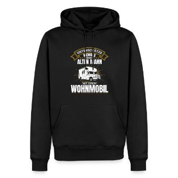 Unterschätze niemals einen alten Man mit Wohnwagen - Männer Premium Bio Hoodie - Schwarz - Vorne - Nico (187cm)