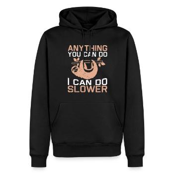 Sommeil paresseux Dicton - Sweat à capuche Premium bio Homme - noir - Devant - Nico (187cm)