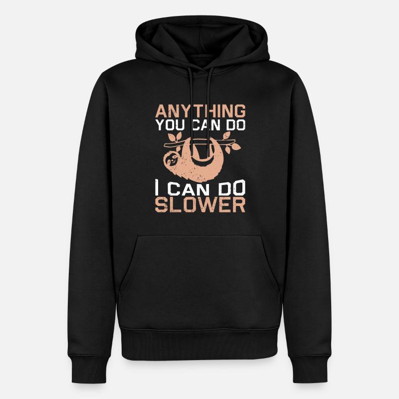 Faultier Schlaf Spruch - Männer Premium Bio Hoodie - Schwarz
