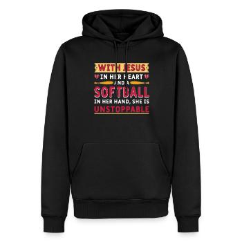 Jésus dans ton cœur Athlètes lanceurs de softball - Sweat à capuche Premium bio Homme - noir - Devant - Nico (187cm)