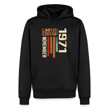 1971 November Geburtstagsgeschenk. November 1971 - Männer Premium Bio Hoodie - Schwarz - Vorne - Nico (187cm)