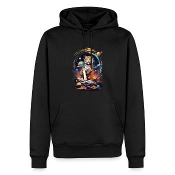 Tiger on the cliff in space - Solar System - Men’s Premium Organic Hoodie - black - Front - Nico (187cm)