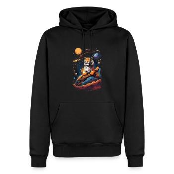 Tiger on the cliff in space - Solar System - Men’s Premium Organic Hoodie - black - Front - Nico (187cm)