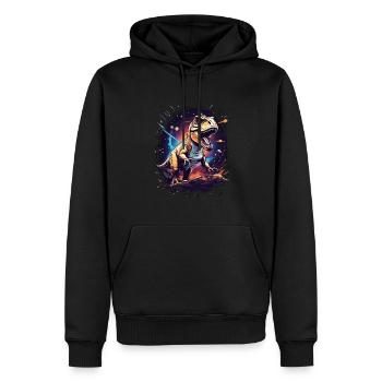 T-Rex sur une falaise rocheuse dans l’espace - Sweat à capuche Premium bio Homme - noir - Devant - Nico (187cm)