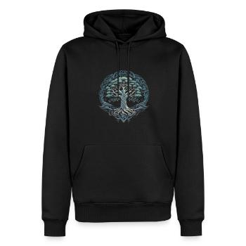 Baum des Lebens Yggdrasil Wikinger Midgard Thor - Männer Premium Bio Hoodie - Schwarz - Vorne - Nico (187cm)