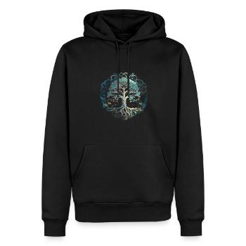 Baum des Lebens Yggdrasil Wikinger Midgard Thor - Männer Premium Bio Hoodie - Schwarz - Vorne - Nico (187cm)