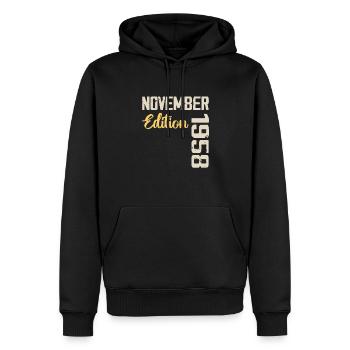 Geboren im November 1958 - Ausgabe 1958 - Männer Premium Bio Hoodie - Schwarz - Vorne - Nico (187cm)