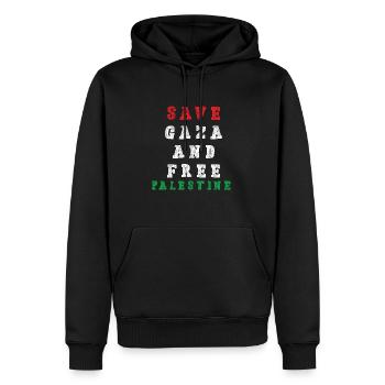 Save Gaza and Free Palestine - Männer Premium Bio Hoodie - Schwarz - Vorne - Nico (187cm)