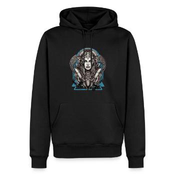Mythologie et force La Servante du bouclier - Sweat à capuche Premium bio Homme - noir - Devant - Nico (187cm)