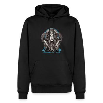Mythologie et force La Servante du bouclier - Sweat à capuche Premium bio Homme - noir - Devant - Nico (187cm)