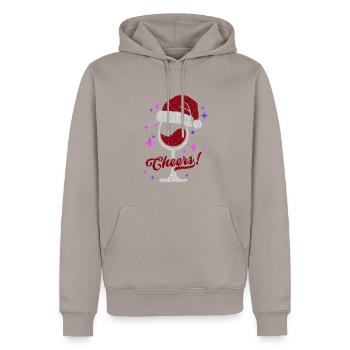 Winterlicher Weingenuss Weinglas mit Mütze - Männer Premium Bio Hoodie - Taupe - Vorne - Nico (187cm)
